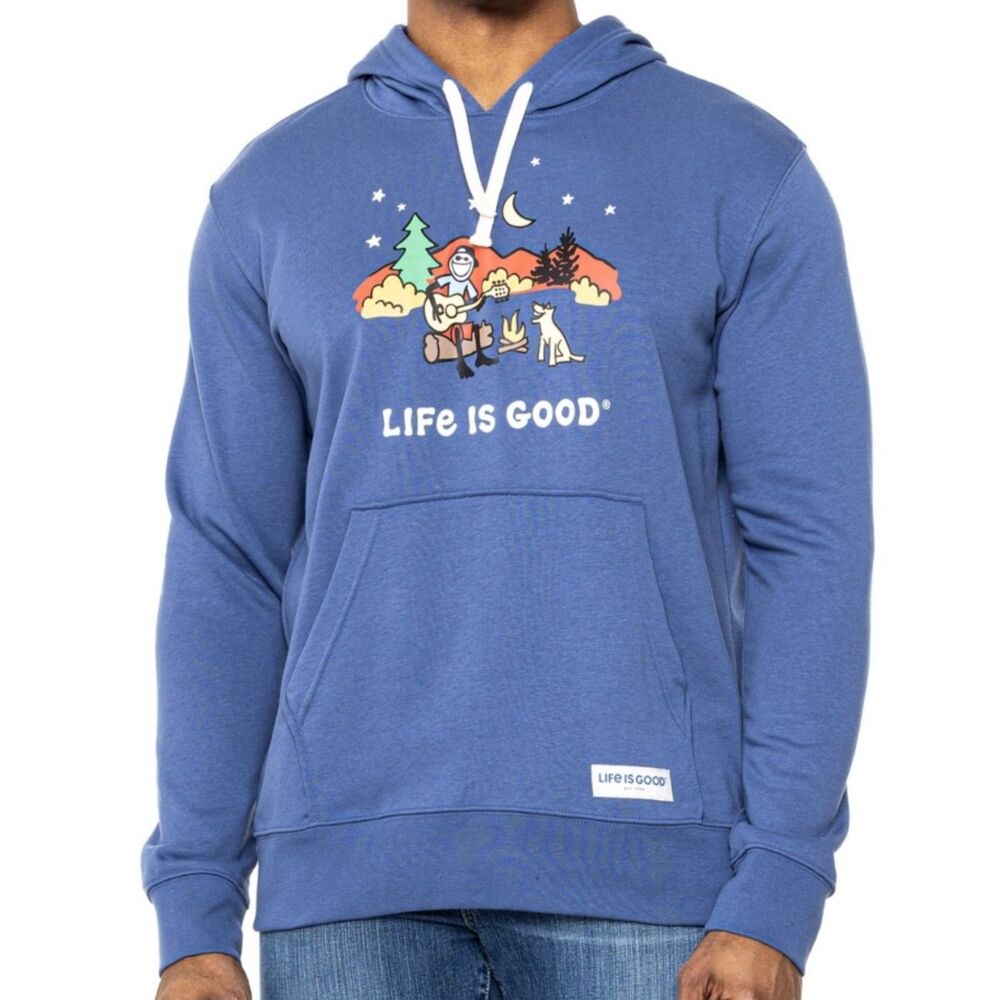Life is Good NWT Sz L  Vintage Blue French Terry Ft. Campfire Hoodie